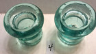 Old Original Aqua Glass Lightning Rod Weathervane Brace Insulators X 2   4