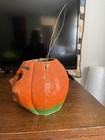   2376  Vintage Large Angry Paper Mache Halloween Jack-o-lantern Pumpkin
