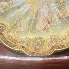 Antique Japanese Satsuma Figural Plate Meiji Period Shimazu Clan  Marked