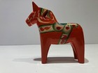 Vintage Nils Olsson Red Dala Wood Swedish Horse 4  Inch Carved Hand Painted