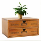 Vintage Wooden Storage Box Organizer With Double-layer Drawers