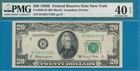  20  1950-e Scarce  New York  District  Federal Reserve Note Pmg Xf40
