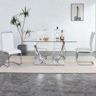 63  Dining Set Of 5 Pcs  1 Tempered Glass Dining Table W Silver Base 4 Chairs