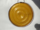 Vintage Yellow Amber Bullseye Rondel Stained Glass Suncatcher 7 Inches Mint Cond
