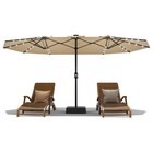 15ft Patio Umbrella Double Sided Outdoor Market Umbrella With Led Solar Lights
