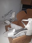 Sugar Womens Size 8 5 Silver Noelle Low Kitten Heel Open Toe Shoes  shelf 0 