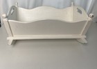 Antique Vintage 1950   s Wood Doll Cradle Bed Rocker Handmade Primitive White Rare