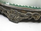 Antique Round Silverplate Plateau Beveled Vanity Jewelry Table Top Mirror Tray