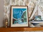Vintage 1970 s Frans Van Lamsweerde Zermatt Canvas Print Mid-century Frame Glass