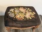 Antique French Footstool Walnut Louis Xv Victorian Needlepoint Ottoman Carved