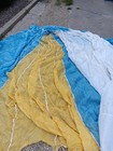 Vintage Nylon Parachute Canopy Blue White Yellow     Canopy Only