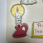 Vtg Wooden Children   s Puzzle W small Pull Knobs Church Bible Prayer Cross Love