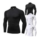 Men Turtleneck Compression Shirt Long Sleeve Quick Dry Gym Running Fitness Top
