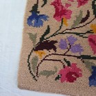 Vtg 70s Hand Made American Hooked Wool Rug Runner Floral 44x22