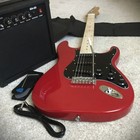 Full-size Red Electric Guitar And Amp Starter Package With 20-watt Amp   Gig Bag