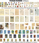 200pcs Vintage Scrapbooking Supplies Kit For Journaling  Junk Journal Planners A