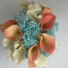 Lily Garden Real Touch Calla Coral  White And Turquoise Flowers Bridal Bouquet 
