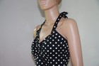 Black W  White Polka Dots Halter Top 50s Rockabilly Vintage Style Pinup Size 2xl