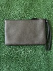 Coach Large Corner Zip Wristlet - Black silver Crossgrain Leather Very Clean
