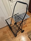 Costway Heavy Duty Folding Double Basket Utility Shopping Cart - Black   