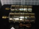 Vtg Optique Lucite Gold Acrylic Stacked Table Pair 2 Lamp Mid Century Modern