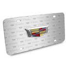Cadillac Crest 3d Logo On Logo Pattern Brushed Aluminum License Plate