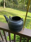 Vintage Cast Iron Kettle Wood Stove Steamer Rustic Fireplace Decor Black