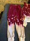 Justice Girls Pink   White Velour Tie-dye Hoodie And Joggers Set Size 12 14