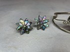 Vtg Sterling Silver Mexico Lot- Cuff   abalone Screw Back Earrings   pendant Stamped