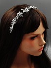 Leaf Floral Bridal Wedding Headband Headpieces Tiara Clear Crystal Silver 30056