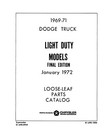 1969 - 1971 Dodge Ld Truck And Van Parts Catalog Book