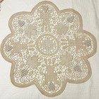   Handmade 32    X 32    Ecru Irish Crochet Lace Grape And Leaf Pattern Table Topper
