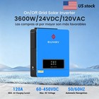 Hybrid Solar Inverter 3 6kw 120v 24v Dual Output With Mppt 120a 60-450v 50 60hz