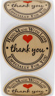 Kraft Thank You Hand Made With Love With Red Heart Stickers 1 5  Inch Round Tota