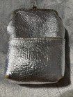 Vintage Small Metallic Silver Cigarette Case With Lighter Pouch Kiss Closure