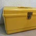 Vintage Yellow Plastic Sewing Craft Storage Box Organizer W tray Free Shipping 