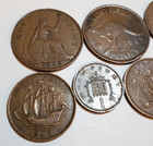 Lot Of 8 World Coins Brazil Britain New Penny 1 Australia Half Penny 10 Centavos