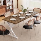 Farmhouse Dining Table For 6 People Rustic Wood Metal Legs Oak