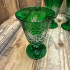 Pottery Barn Antique Cut Water Goblet Glasses - Set Of 4 - Green - New  