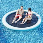 Round Inflatable Floating Dock  Sunchill Float Ring  Hammock 8ft White   Blue