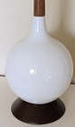 Vintage Mid Century Modern Teak White Porcelain Lamp Mcm Danish Design 