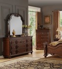 Traditional Formal 5pc Queen Bedroom Set Cherry Finish Carving Wood Furniture