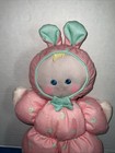 Vintage 1989 Fisher Price Pink Slumber Babies Bunny Doll Cloth Plush 11 