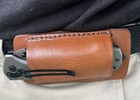 Horizontal Carry Pocket Knife Sheath Brown Heritage Full Size Belt Loop