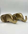 Vintage Solid Brass Elephant Trunk Wall Hooks Set Of 2 Mcm Hollywood Regency