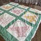 Vintage Estate Find  Pieced Basket Quilt Hand   Machine Stitch  67    X 80    Twin f