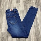 Machine Skinny Mid Rise Embroidered Floral Blue Denim Jeans Women s Size 27   3