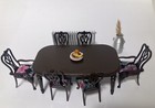 1 24 1 2 Scale Dollhouse Miniature Table With 6 Chairs Espresso Queen Anne 2