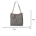 Striped Canvas Tote Bag  Large Capacity Casual Single Shoulder Handbag  Stylish 