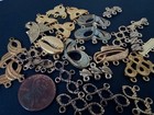 Vintage Fancy Gold Tone Metal 3 Looped Charms Findings Lot 25